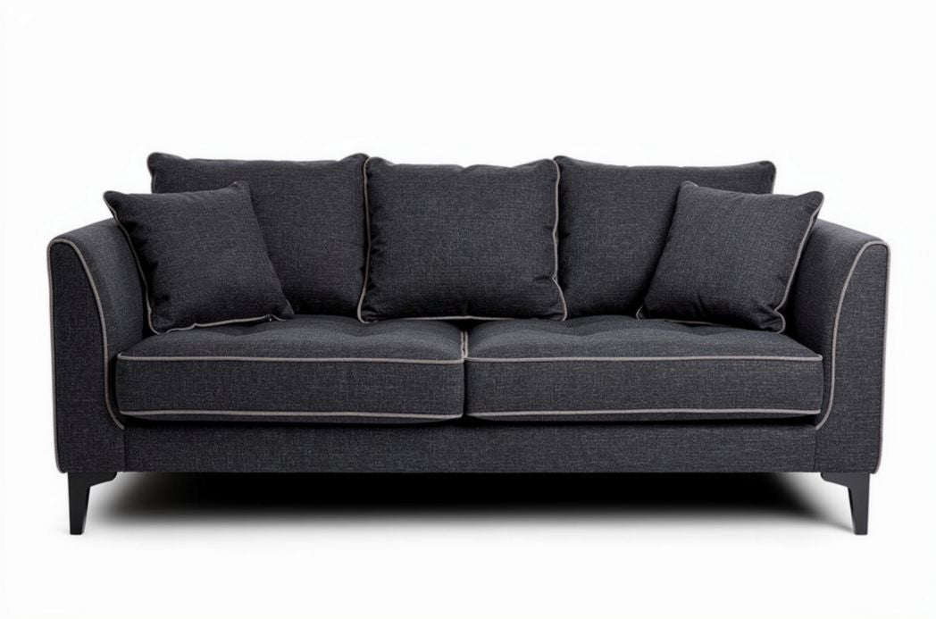 Sofa dwuosobowa z poduszkami 190 x 85 x 80cm w kolorze ciemnoszarym