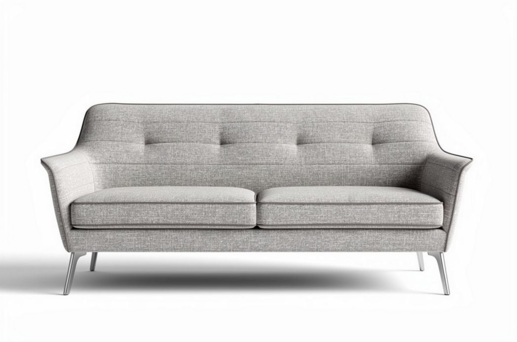Sofa dwuosobowa z tkaniny szarej 180 x 90 x 85 cm na metalowych nóżkach