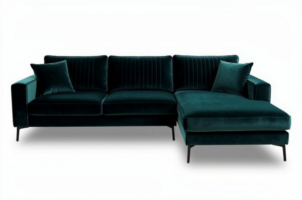 Sofa z weluru w kolorze ciemnozielonym o wymiarach 200 x 90 x 85cm