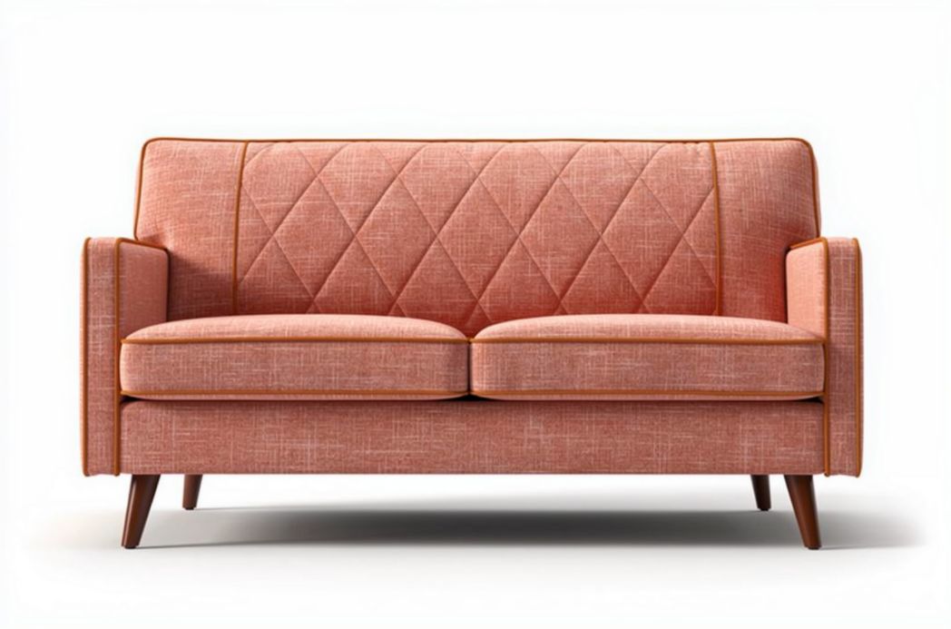 Sofa tapicerowana w kolorze różowym 180 x 90 x 80cm z drewnianymi nogami